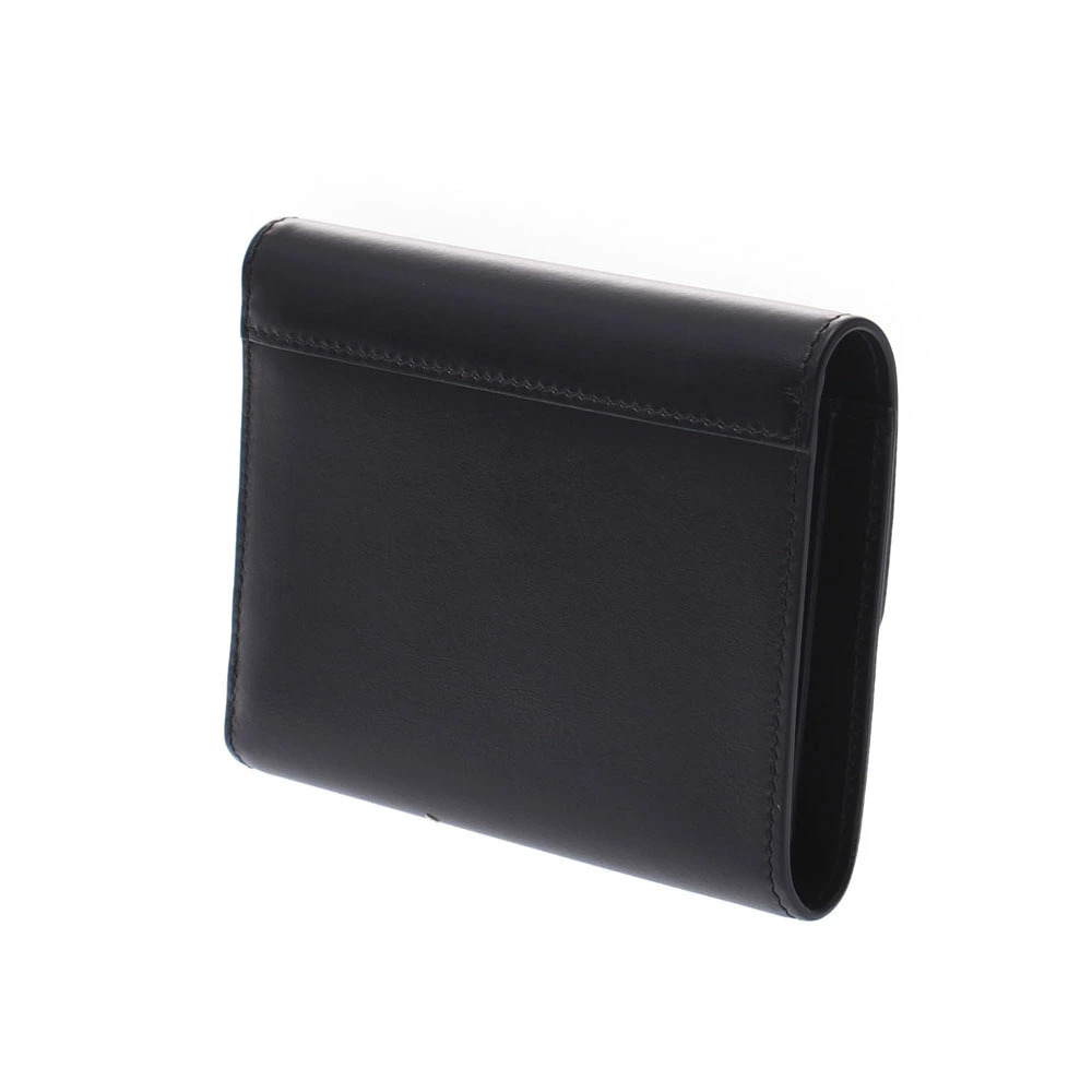 Celine fold Wallet Black Tri Calfskin Black